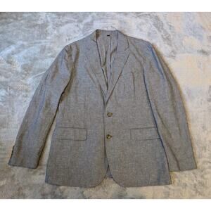 J.Crew Ludlow Slimfit Unstructured Suit Jacket Cotton linen Blend 41R Blue/Gray